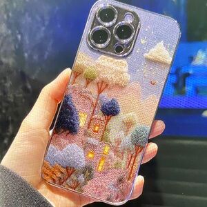 Artistic Embroidered Phone Case - Multicolor